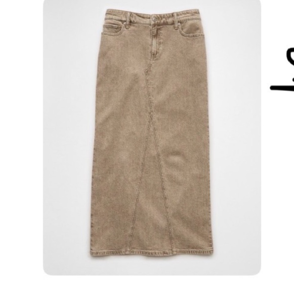 AE Low Rise Maxi Denim Skirt with Back Slit - Picture 4 of 4